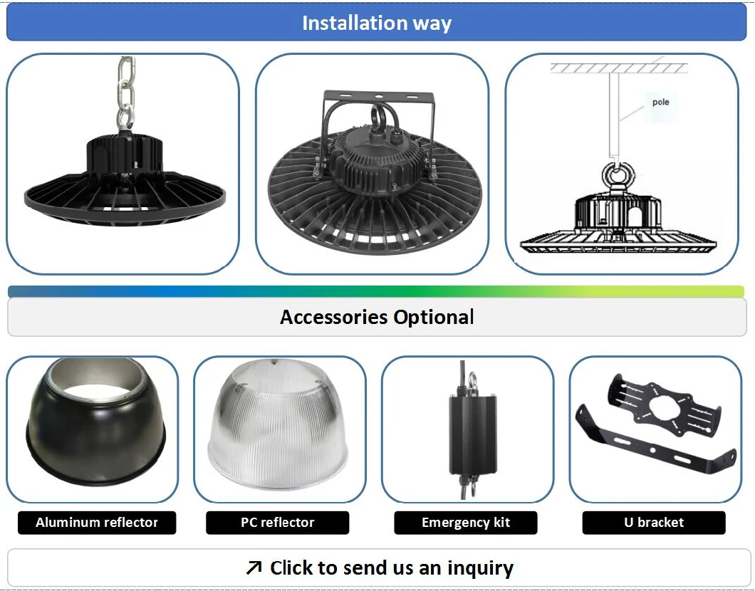 LED Highbay Light IP66 200lm/W UFO LED High Bay Light 5000K 100W 1-10V Dimmable Factory Light 0-10 Dimmable Dali Dimmable High Bay Light 200lm/W