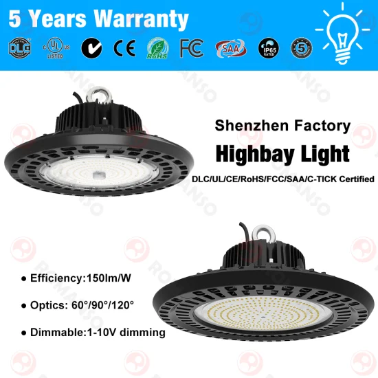 130 лм/Вт светодиодный светильник UFO Highbay для китайского производителя